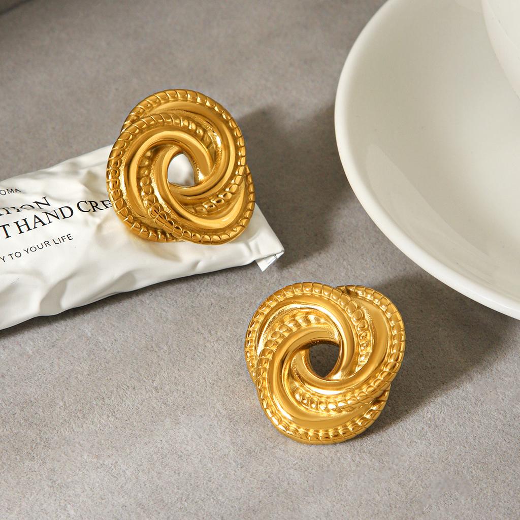 Gewindeohrringe nicht verblassend geometrisch Titanstahl Vintage Steckerohrringe für Damen Mode Schmuck leichter Luxus