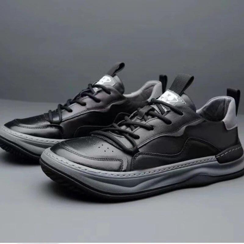 Genuine Cow Leather Men Sneakers Male  New Man Comfortable Hollowed Breathable Casual Sports Shoes Men's Chaussure Homme
