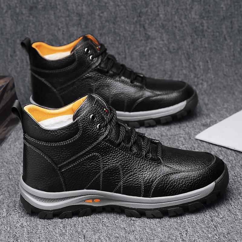 Fashion Genuine Leather Mens Casual Shoes New Fashion Brand Man Hiking Footwear Non-Slip Leisure Walk Ankle Boots Versatile Treking Flat