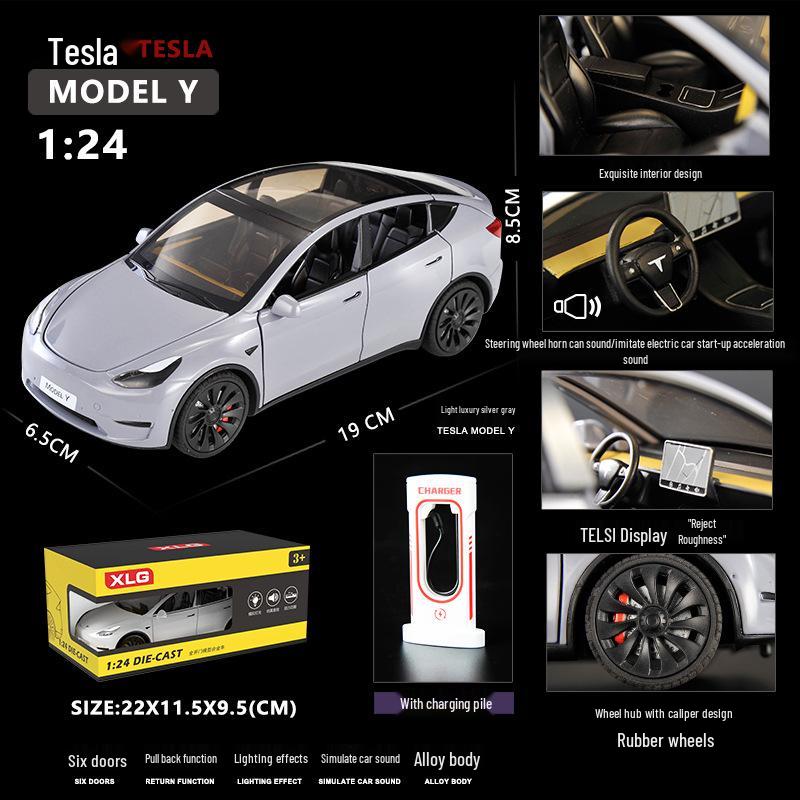 1:24 Tesla Alloy Car Model Simulation Toy - New Energy Vehicle for Kids