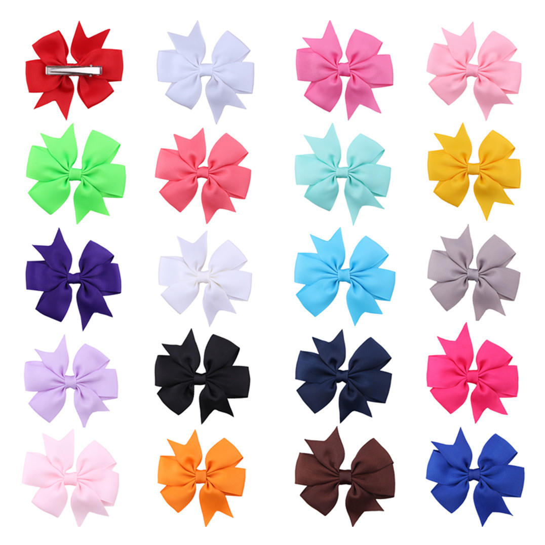 

20 заколок для волос с бантом ручной работы, заколки для лент для девочек, аксессуары для девочек по бокам