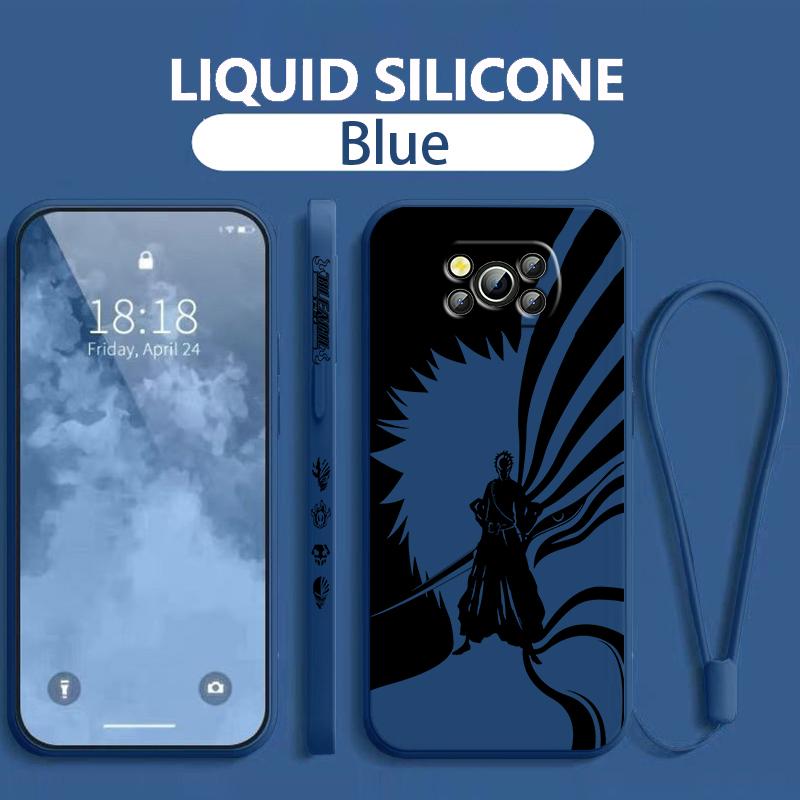 Anime BLEACH Kurosaki Ichigo For Xiaomi Poco Phone Case For X4 X3 F4 F3 NFC M5 M4 M3 GT S Pro 4G 5G Liquid Left Rope Cover