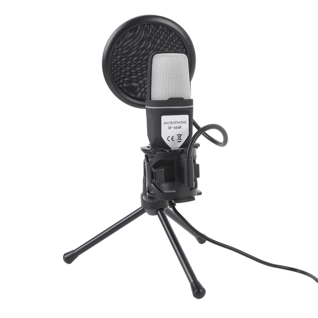 Gaming USB Microphone with RGB Light Desktop Wired Condenser PC Computer Mic with Tripod Stand for