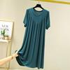 Modal Plus Size Summer Pleated Nightgown for Women – Loose, Mid-Length Home Dress