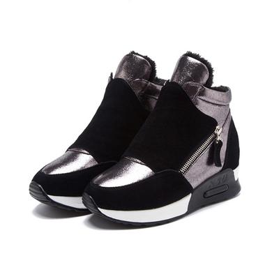 Leather Shoes Women Winter Boots Height Increasing Flat Platform Winter Shoes Woman Boots A465