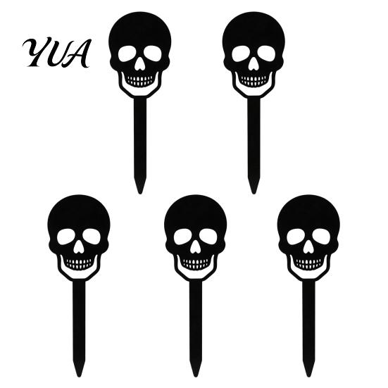 Unique Halloween Gifts for Gardeners 5Pcs Planter Stakes, Acrylic Garden Sign Outdoor Yard Lawn Backyard, Party Decor Ghost House Black Cat Silhouette