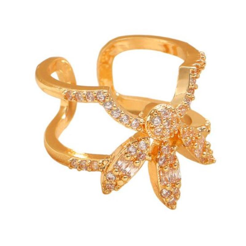 Nail Ring 3D Butterfly Flower Wing Design Detachable Nail Cap Ring Set Sparkling