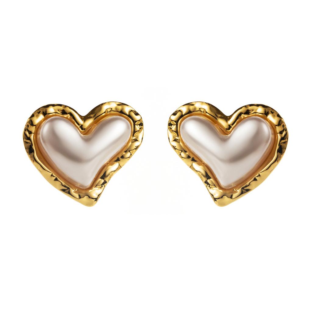 Vintage Geometric Earrings Hong Kong Style Elegant Gold Pearl Exquisite Stud Earrings Women Fashion Ear Jewelry