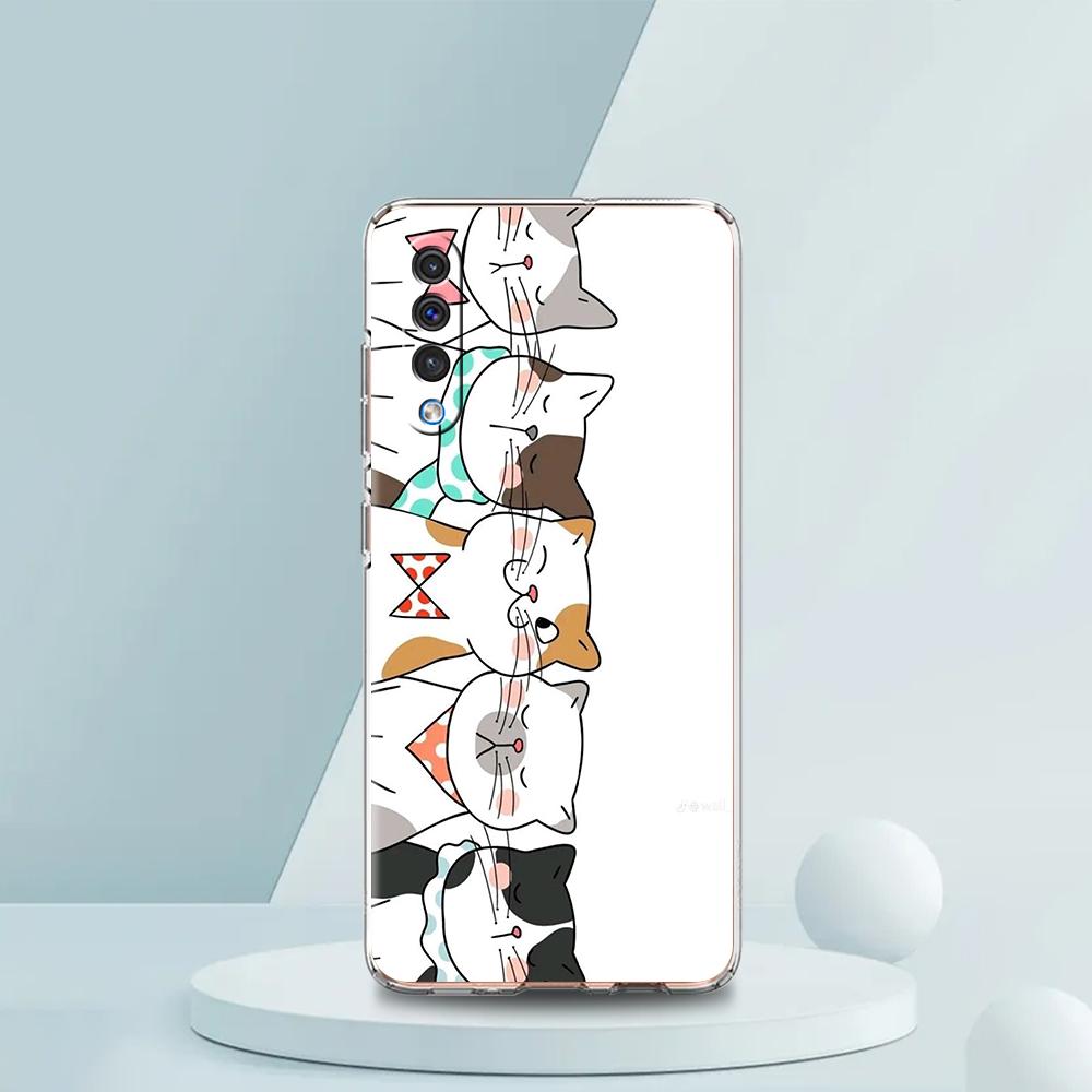 Transparent Phone Case for Samsung Galaxy A16 A14 A12 A22 A24 A42 A03S A06 A20 A30 A40 Soft TPU Cover Cute Cartoon Cat Pattern