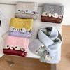 Color Contrast Winter Knitted Scarf Thick Plush Wool Blend Neckerchief  Christmas Gift