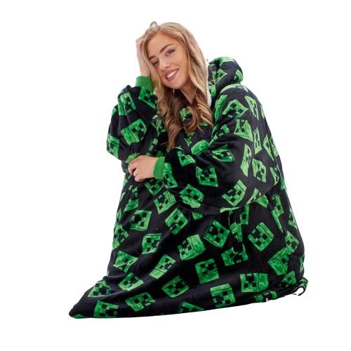 Minecraft Unisex Adult Fleece Sherpa Lined Oversized Blanket Hoodie