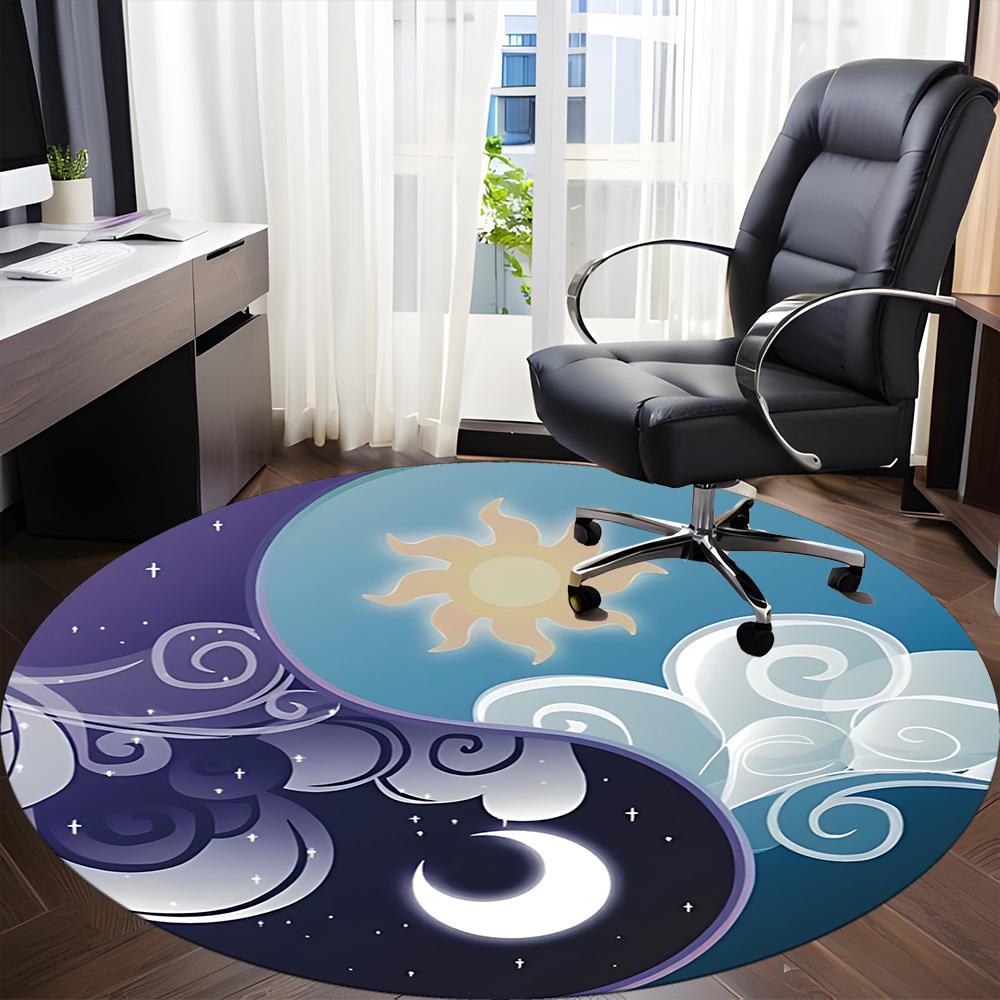 1pc Sun Moon Yin Yang Chair Carpet for Office, Non-slip, Soft and Durable Office Rug for  Decoration, Perfect for Office yy260105031