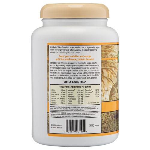 NutriBiotic, Raw Rice Protein, Vanilla, 1 Lb 5 Oz (600 G)