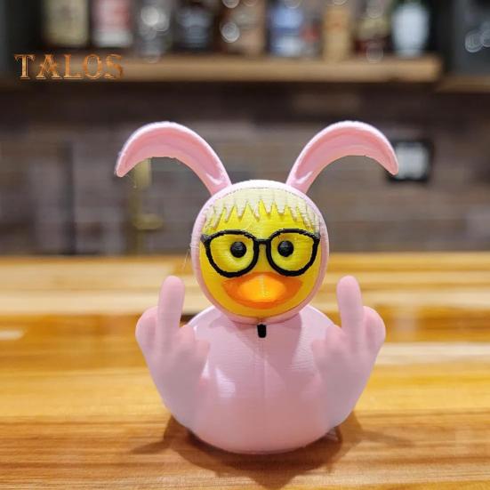 Middle Finger Duck Figurine Bunny Ears Duckling Statue Desktop Duck Ornament Easter Gift for Duck Lovers Office Decor