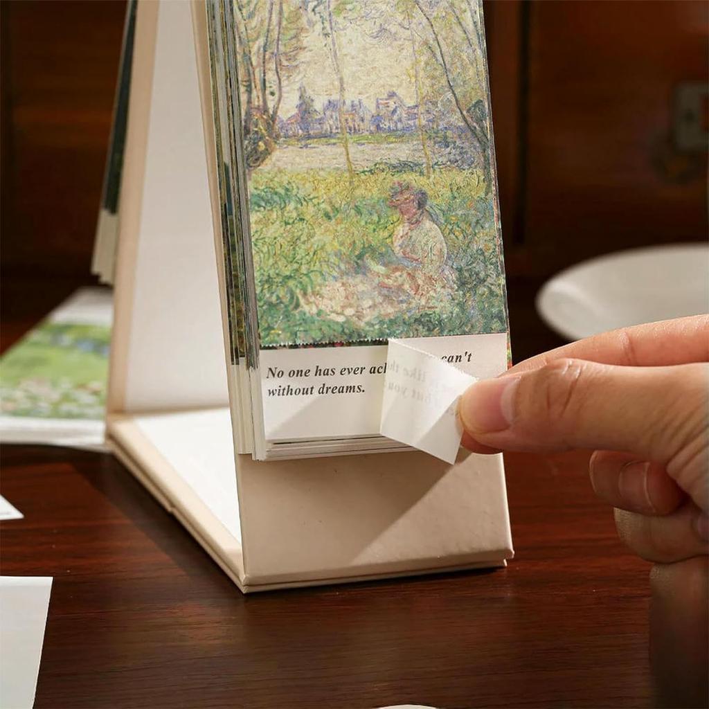 Aufstellkalender Schreibtischkalender Mit Goldringbindung, Ölgemälde Inspirierende Zitate Planer-Kalender