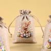 6Pcs Easter Linen Gift Bag Bunny Candy Cookie Packaging Bags Spring Easter Party Favor Supplies Kids Gifts Easter Decor 2026