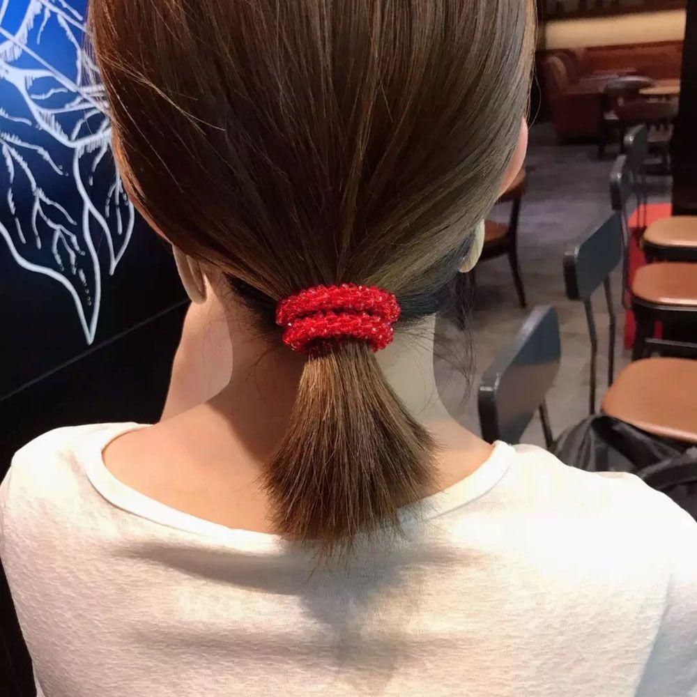 Accessories Sweet Student Ladies for Women Crystal Hair Rope Hair Ties Ponytail Holder Rubber Band