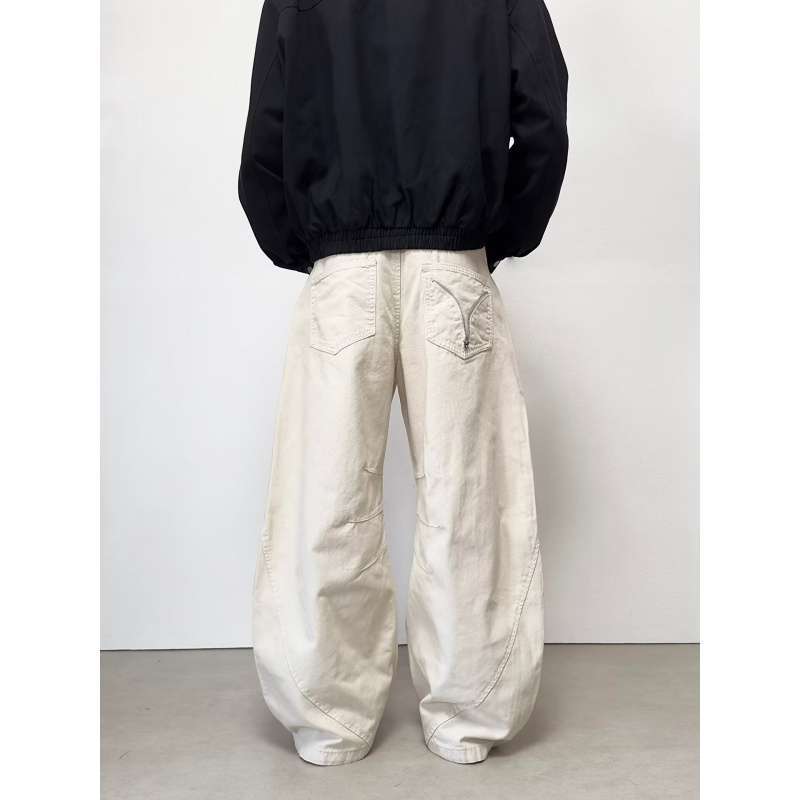 JYL Women s Cargo Pants Cross-Border American Vintage Washed Slim Straight Denim XL яркие темно-бордовый