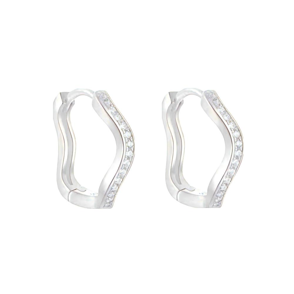 Mariasz Minimalist 6/8/10mm Classic Tiny CZ Irregular Wave Hoop Earrings Stackable Gold Earrings for Women Huggie Jewelry