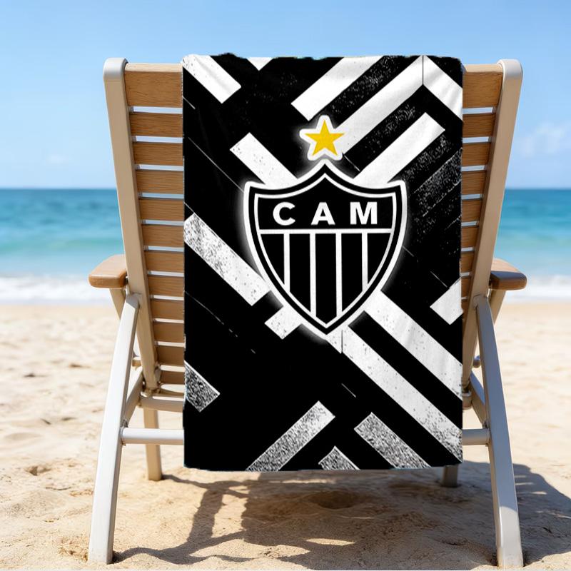 Black And White Stripes With Shield Printed Beach Towel, Super Soft Microfiber, Perfect Gift Birthday, for Pool, Beach, Travel, for family and friend