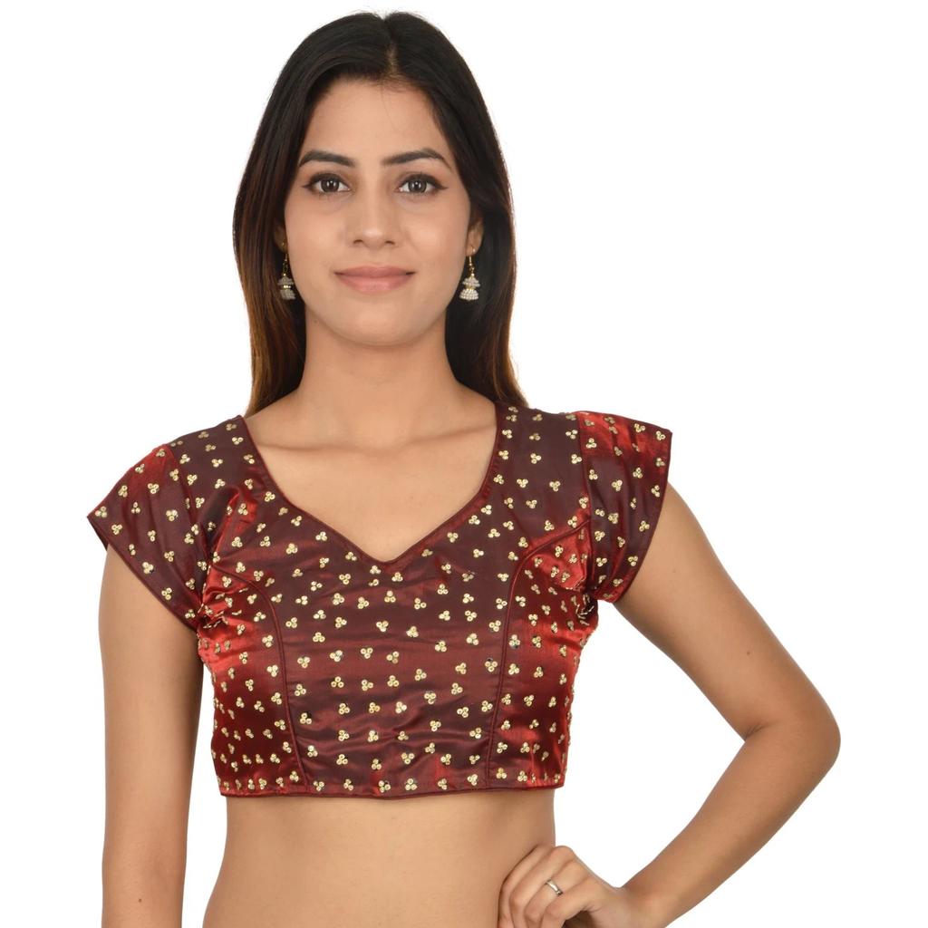 Women's V Neck Desigenr Choli Indian Bollywood Wedding Wear Stitched Blouse