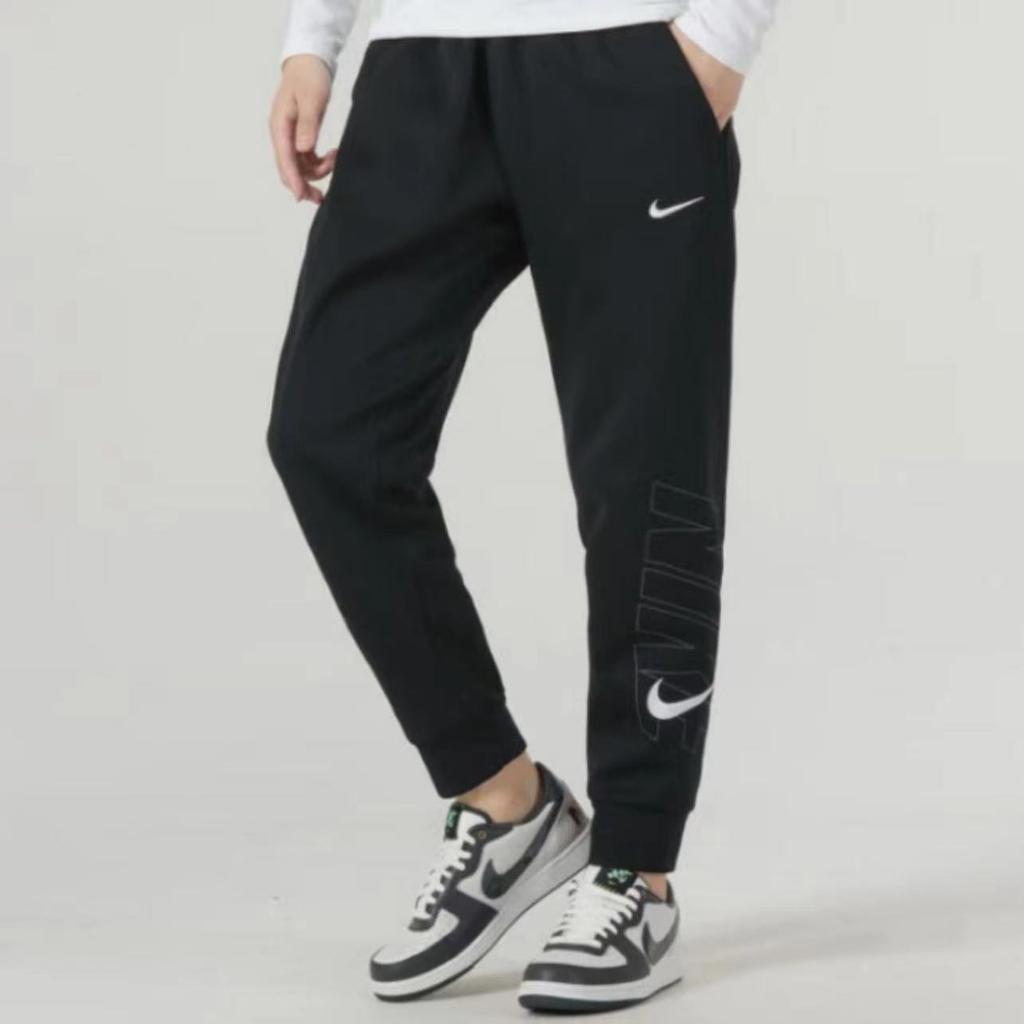 Nike Letter Logo American Vintage Embroidered Hoodie Pullover Long Sleeve Sweatpants Casual Sports Suit Unisex Sweat Suit Black DX0542-010+FB6893-010
