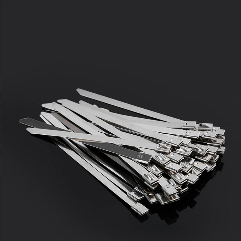 Metal Zip Ties 304 Stainless Steel Cable Tie Heavy Duty Self-Locking Strap Ties Multi-Purpose Metal Exhaust Wrap Lock