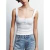 Za2025 Spring New Women's Clothing Silm Press Ornament Shoulder Strap Minimalist Easiest for Match Round Neck Camisole Tops 4424312