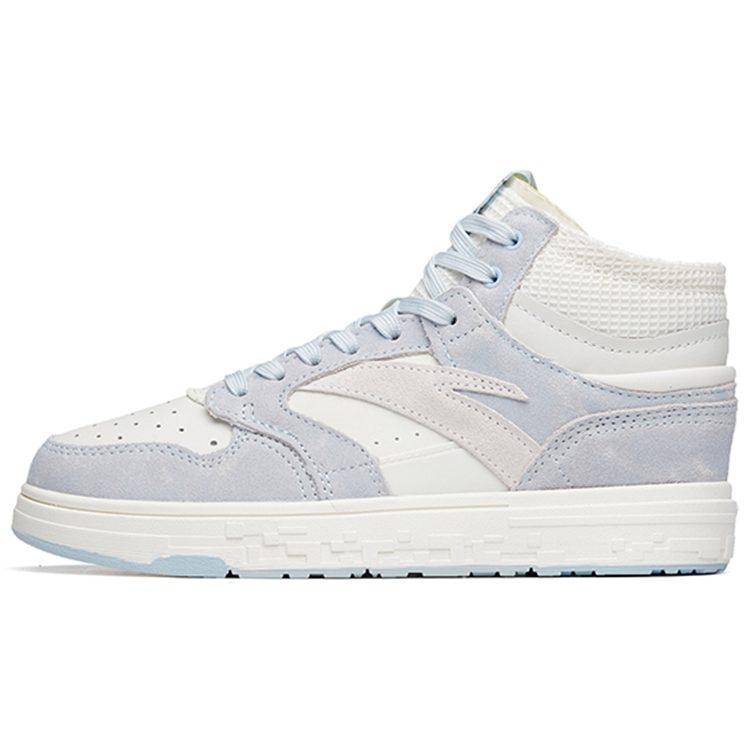 Anta Cushioning, Wear Resistant Mid Top Skateboard Shoes Women's White Blue 122218052-4