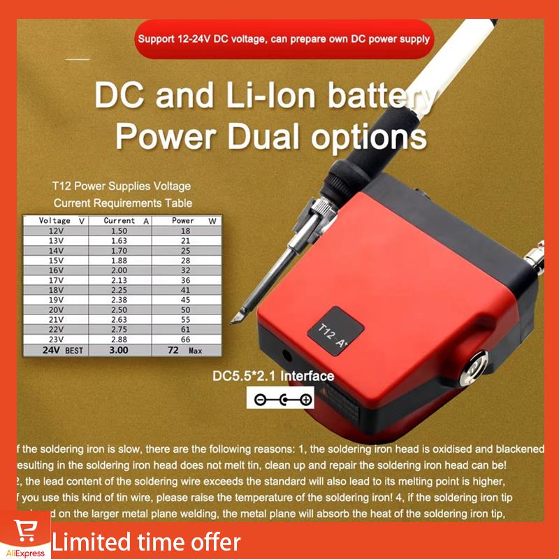 

Fresh T12-A Plus Cordless Soldering Station Solder Iron For 18/20V Max Li- Battery For DIY Kit