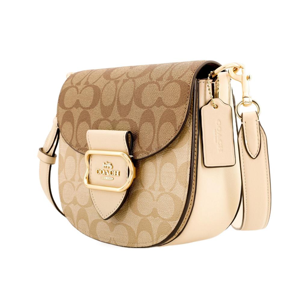 Coach Morgan 20 Snap Closure Detachable Shoulder Strap Leather Saddle Bag Crossbody Shoulder Bag Small Women bags Light-Khaki CH507-IMOT4