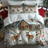 Christmas Santa Claus Sleigh Reindeer Snowman Snowflake Gift Pattern Soft Digital Printing Quilt Cover Kit Bedding