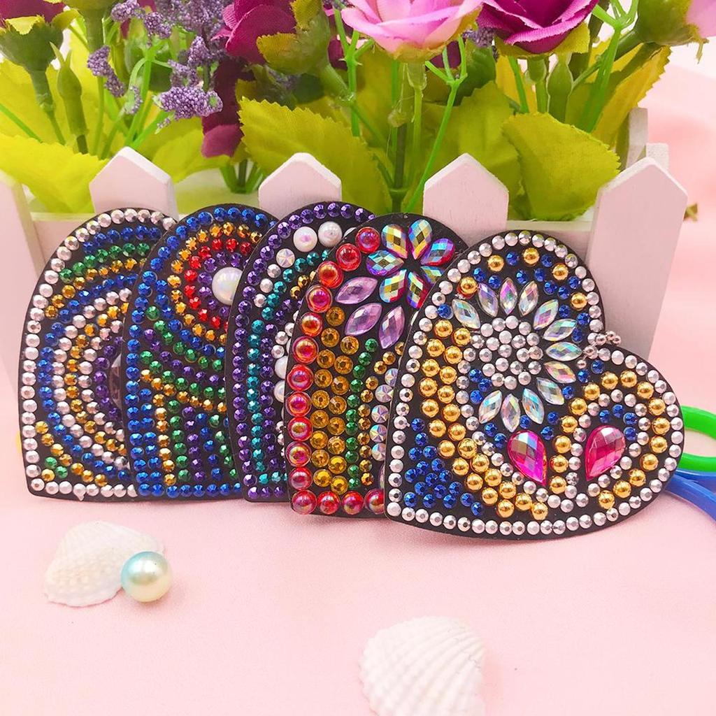 5pcs DIY Diamond Painting Keychain Full Drill Love Resin Bag Pendant Decoration