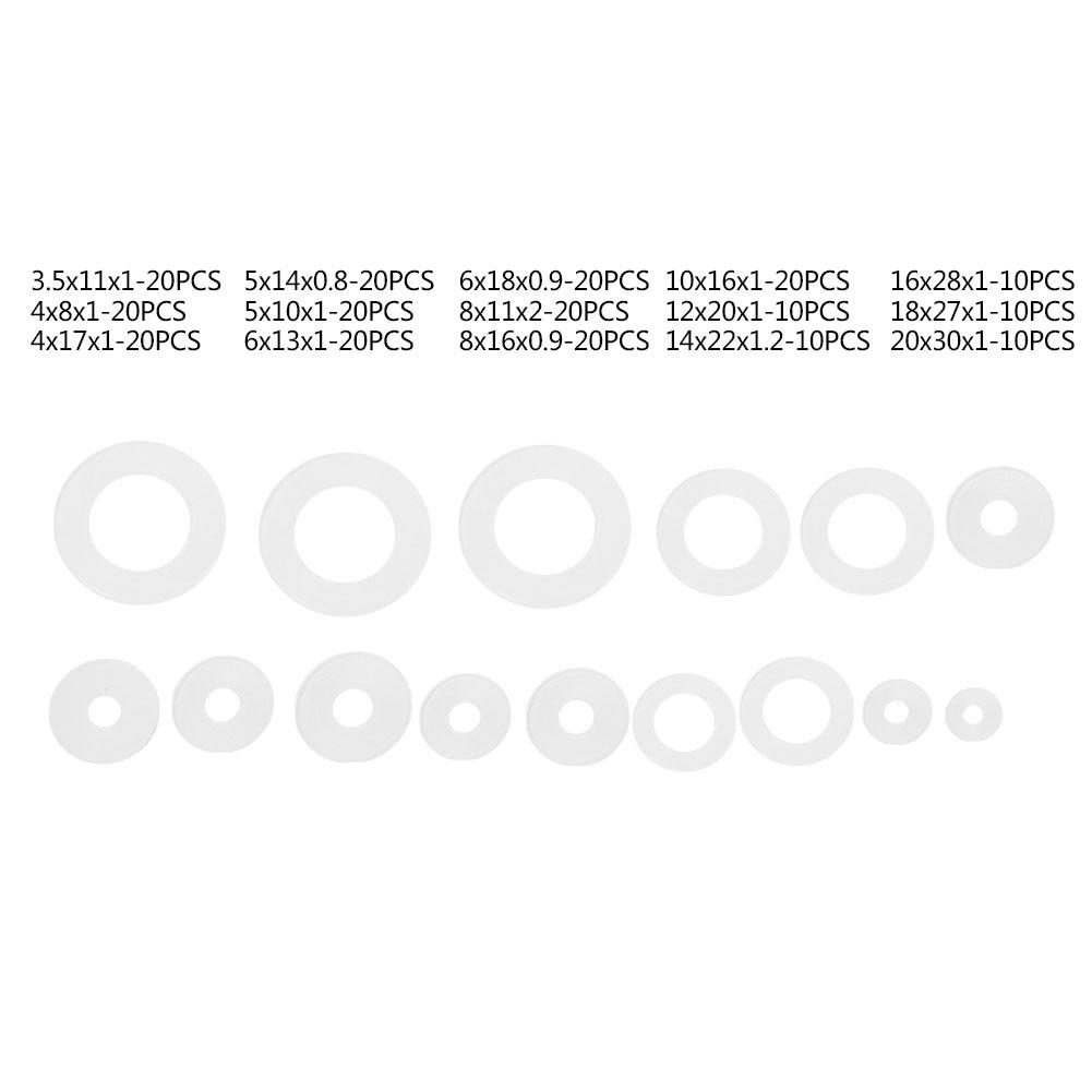 250PCS Nylon Flat Washer Water Pipe Leakproof Sealing Gasket Assortment Kit