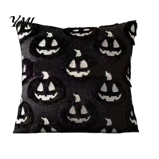 Farmhouse Fall Pillow Covers Plush Pumpkin Cushion Cover, Halloween Throw 18 X Inches Maple Leaf Case for Sofa Couch Cozy Decor Unique Home