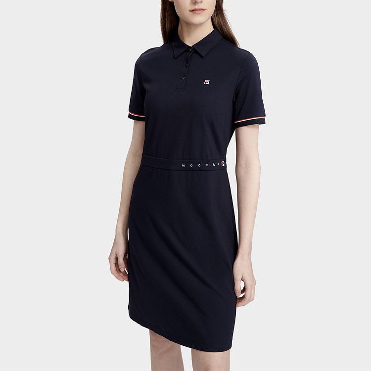 Fila Classic Business Comfortable Polo Dress With Letter Print Women Dresses Legendary-Blue F11W321305F-NV