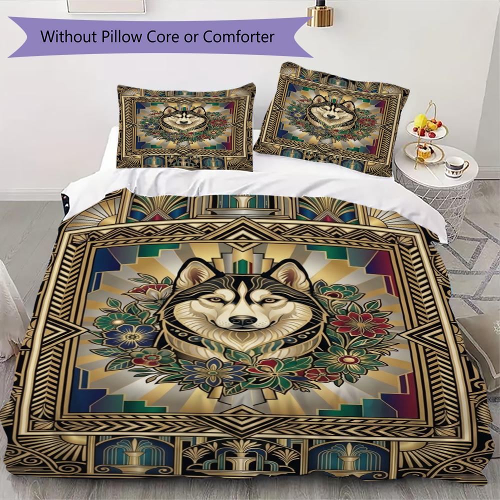 

Husky Dog Pattern Bedding uilt Set uilt Cover Pillowcase Home Decoration Birthday Gift (1 * duvet cover + 2 * pillowcase without core)65 135x200cm
