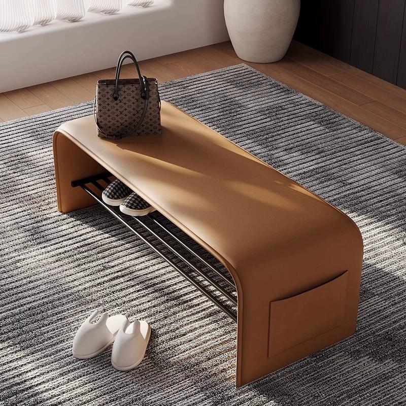 Shoe Changing Stool with Storage Multipurpose Entryway Bench for Bedroom Simple Bedside Seat Compact Shoe Rack for Home
