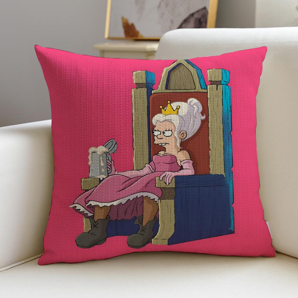 

AAnime DisenchantmentSS Cushion Cover Breathable and skinfriendly linen pillowcase square removable and washable cushion 30X30cm