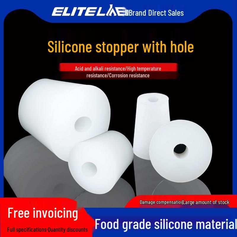 Hole-Punched Food Grade Silicone Stopper for Test Tubes, Bottles, and Water Pipes.