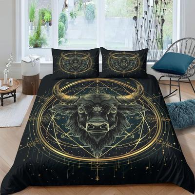 Three-Piece Science Fiction Cow Digital Printing 3D Quilt Cover Bedding Home Textile Quilt Cover