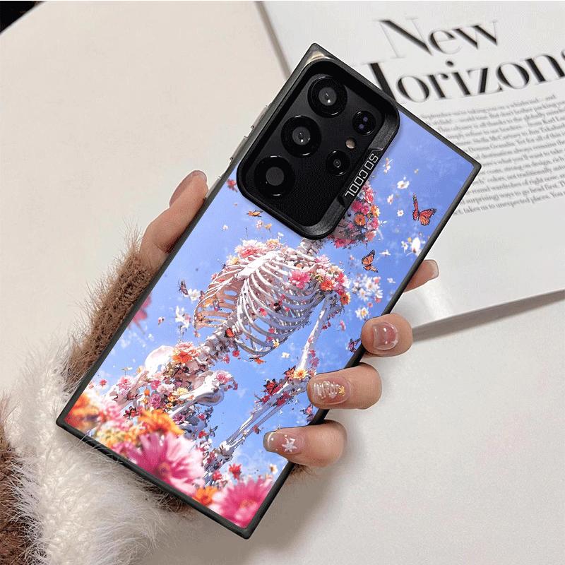 Floral Skull Flower Skeleton Shockproof Phone Case for Samsung Galaxy S26 Edge S25 Ultra S24 FE S23 Plus S21 Cover Anti Fall Fun