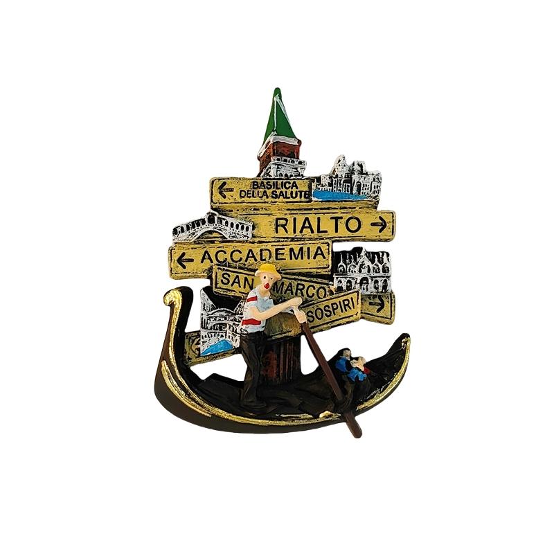 Italy Venice gondola Road signs 3D Stereoscopic Resin painting Tourism souvenirs decoration home refrigerator magnets