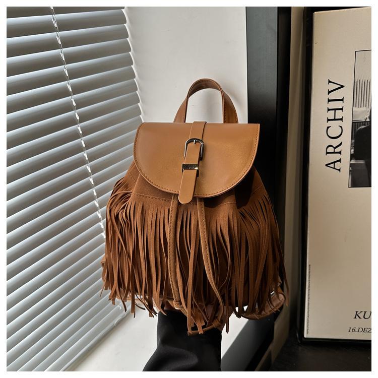 Autumn and Winter New Backpack Bohemian Niche Backpack Fringed Bag Commuter Backpack Literary Women's Bag Retro Trend