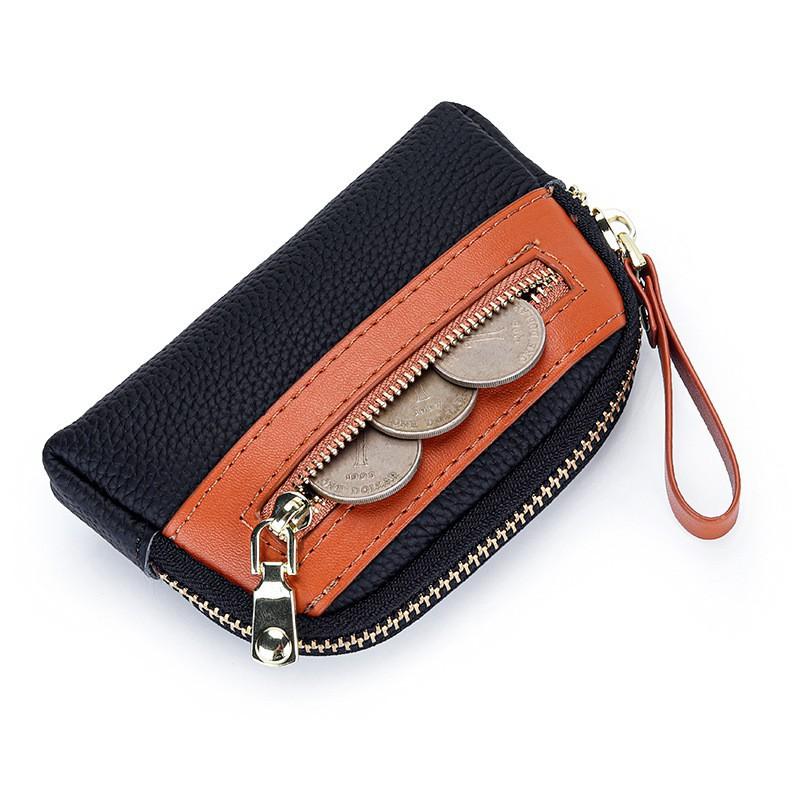 First-layer Cowhide Mini Coin Purse Women Small Exquisite Zipper Loose Large Capacity Key