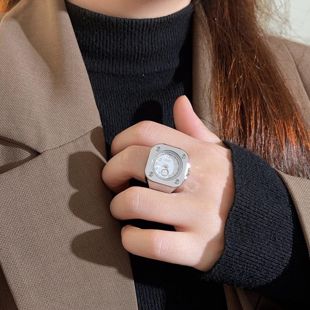 Anéis de relógio de quartzo elástico elástico vintage punk para mulheres homens amantes par relógios