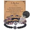 Bracciale con proiezione "Ti amo" in 100 lingue con pietra naturale smerigliata e turchese bianco per coppie