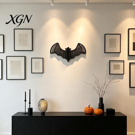 Spookhuis Feest Decor Geweven Rotan Vleermuis Muurhanger Decoratie, Halloween Handgemaakte Zwarte Vlechtwerk Vleermuis, Seizoensgebonden Decoraties 3D Eng Rustiek