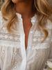 2026 Spring/Autumn European & American Women's Solid Color Embroidered Hollow Top - Holiday Style