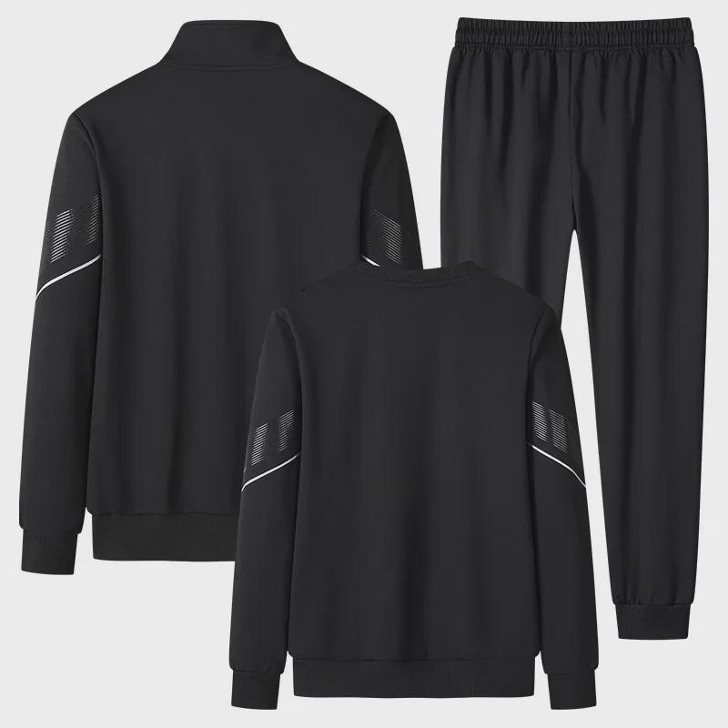 Herren Großer Lässiger Sportanzug: Frühlings-/Herbst-Dreiteiler mit Strickjacke, Stehkragen, langen Ärmeln und Pullover.